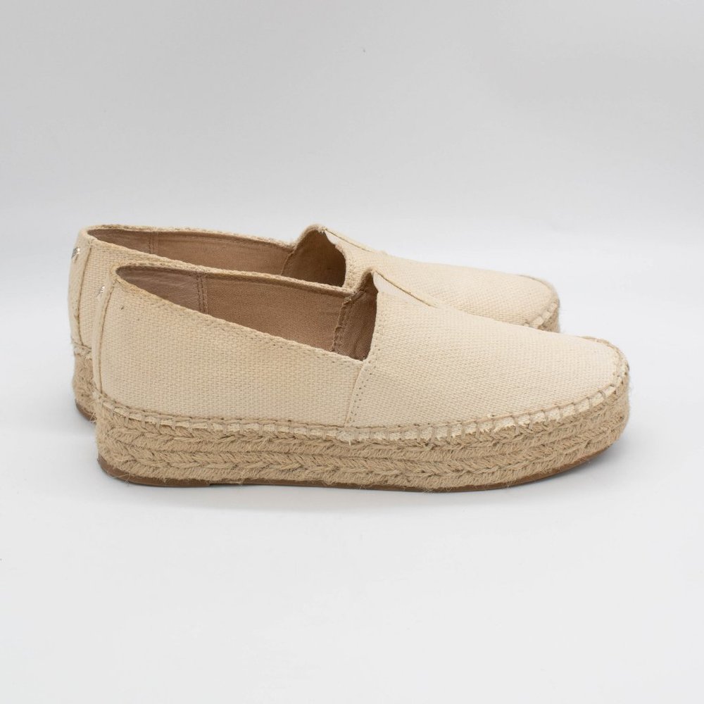 Sam Edelman Women's Charlene Ivory Canvas Slip On Platform Espadrille Shoes - Picture 5 of 8